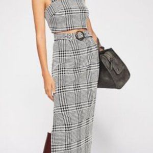 Free People houndstooth print top and skirt set NWOT